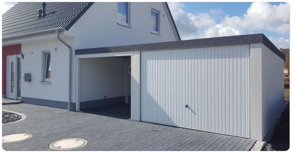 Unsere beste: Superiorgarage mit Carportanbau