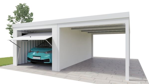 Garage mit seitlichem Caroportanbau Fertiggarage mit Carport